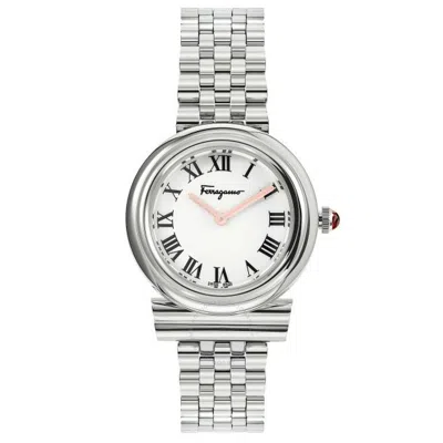 Ferragamo Salvatore  Gancini Quartz White Dial Ladies Watch Sfmv00322 In White/silver Tone