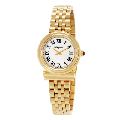 Ferragamo Salvatore  Gancini Quartz White Dial Ladies Watch Sfmv00522 In Gold Tone / White