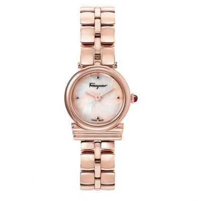 Ferragamo Salvatore  Gancini Quartz White Mother Of Pearl Dial Ladies Watch Sfye00822 In Gold Tone / Mother Of Pearl / Rose / Rose Gold Tone / White