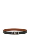 Ferragamo Reversible And Adjustable Gancini Belt In Black