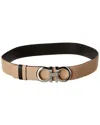 Ferragamo Salvatore  Gancini Reversible & Adjustable Leather Belt In Beige