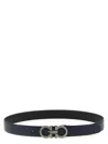 Ferragamo Reversible Belt With Adjustable Length And Metal Buckle In Blue