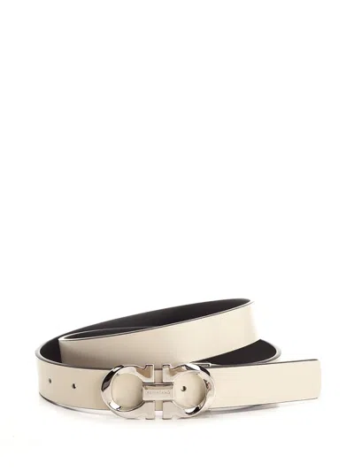 Ferragamo Salvatore  Gancini Reversible Belt In Beige