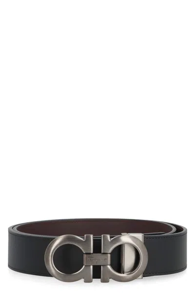 Ferragamo Salvatore  Gancini Reversible Belt In Black