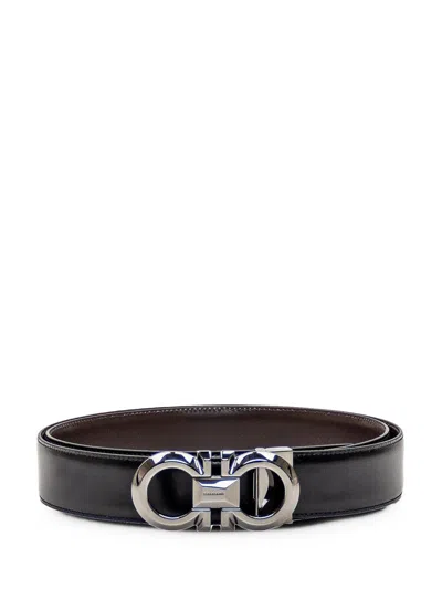 Ferragamo Gancini Reversible Belt In Black
