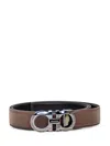 Ferragamo Men's Reversible Leather Belt In Brown