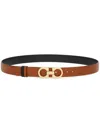 Ferragamo Gancini Reversible Grained Leather Belt In Brown