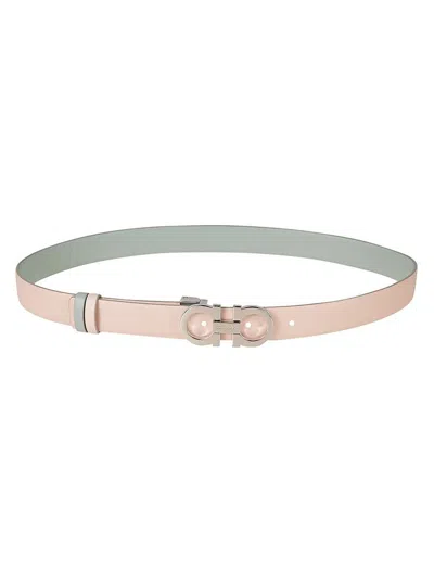 Ferragamo Double Gancini Buckled Belt In Multi