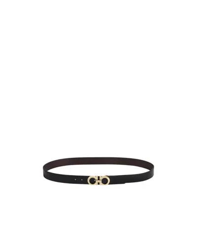 Ferragamo Salvatore  Gancini Reversible Buckle Belt In Black