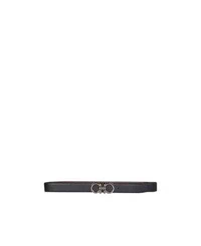 Ferragamo Salvatore  Gancini Reversible Buckle Belt In Black