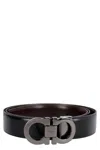 Ferragamo Salvatore  Gancini Reversible Leather Belt In Black