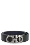 Ferragamo Reversible And Adjustable Gancini Belt In Black