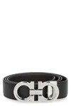 Ferragamo Adjustable Reversible Leather Belt With Textured Finish