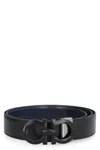 Ferragamo Salvatore  Gancini Reversible Leather Belt In Black