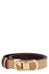 Ferragamo Salvatore  Gancini Reversible Leather Belt In Neutral