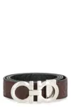 Ferragamo Gancini Reversible Leather Belt In Brown