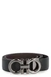 Ferragamo Salvatore  Gancini Reversible Leather Belt In Black