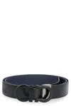 Ferragamo Gancini Reversible Leather Belt In Black