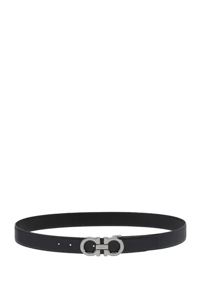 Ferragamo Salvatore  Gancini Reversible Leather Belt In Blue