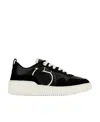Ferragamo Black Leather And Suede Sneakers In Black