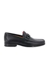 Ferragamo Bart Black Loafers With Embossed Gancini Detail On The Front In Leather Man In Black