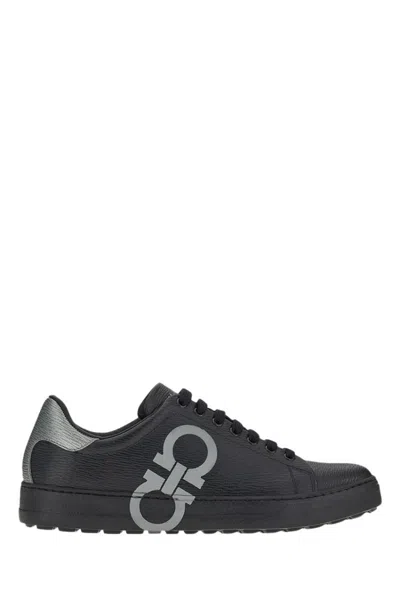 Ferragamo Double Gancini Sneakers In Black