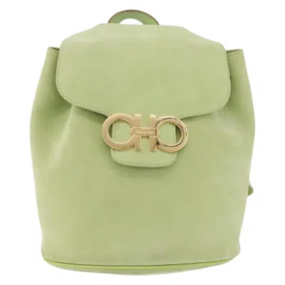 Pre-owned Ferragamo Salvatore  Gancini Suede Green Suede Backpack Bag ()