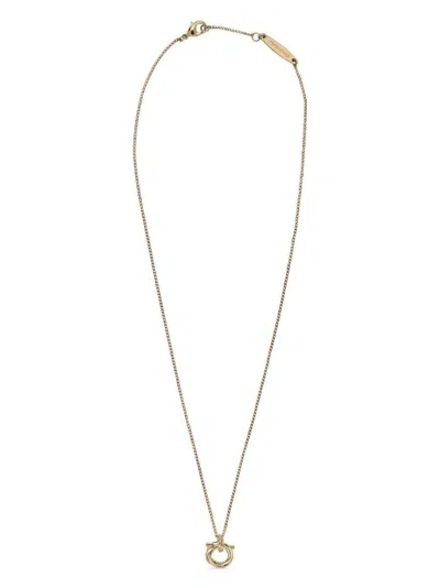 Ferragamo Gancini Torchon Pendant Necklace In Metallic