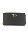 Ferragamo Textured Black Calfskin Gancini Wallet