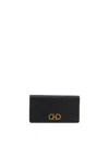 Ferragamo Gancini Continental Wallet In Hammered Leather In Black