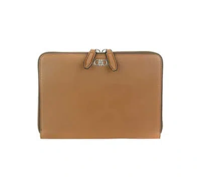 Pre-owned Ferragamo Salvatore  Gancio Men's 686773 Brown Zippered Continental Wallet $980