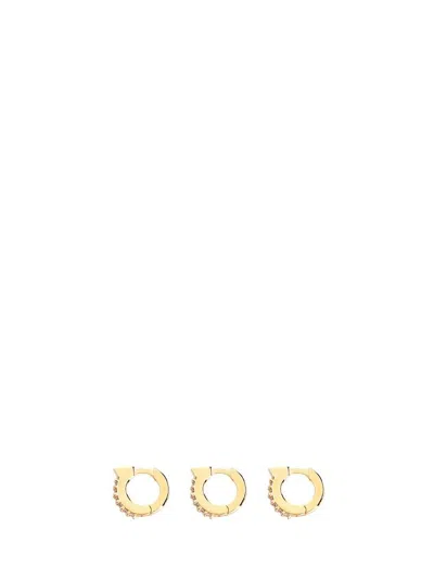 Ferragamo Mini Gancini Earrings Set In Gold