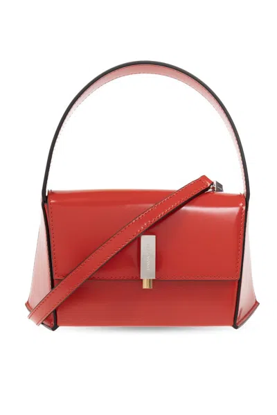 Ferragamo Salvatore  Geometric Foldover Top Shoulder Bag In Red