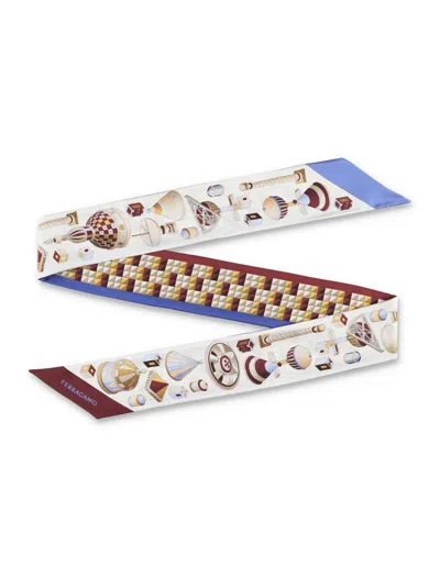 Ferragamo Geometrical Renaissance Print Silk Bandeau In Metallic