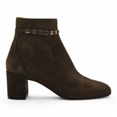 Pre-owned Ferragamo Salvatore  Ghila Suede Ankle Boots 9 In Brown