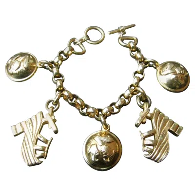 Pre-owned Ferragamo Salvatore  Gilt Metal Shoe Themed Charm Bracelet C 1990s In Brown