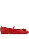 Ferragamo Salvatore  Glossy Finish Flat Shoes With Decorative Buckle