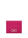 Ferragamo Salvatore  Grained Leather Gancini Compact Wallet Accessories In Multicolor