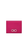 Ferragamo Salvatore  Grained Leather Gancini Compact Wallet Accessories In Multicolor