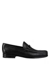 Ferragamo Salvatore  Grained Leather Gancini Loafers Shoes In Black