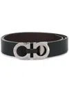 Ferragamo Black And Brown Reversible Belt With Gancini Detail In Smooth Leather Man In Black