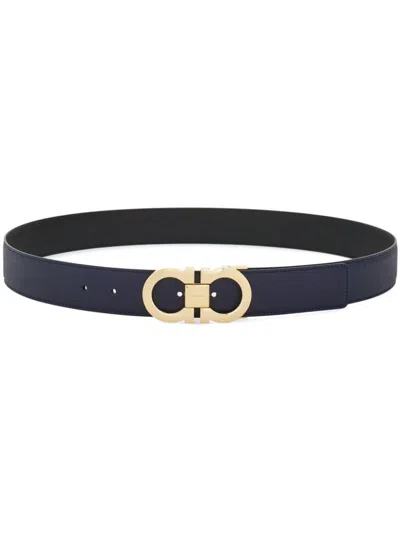 Ferragamo Salvatore  Grained Leather Reversible Gancini Belt Accessories