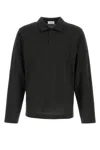 Ferragamo Graphite Cotton Blend Polo Shirt In Black
