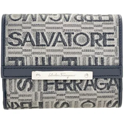 Pre-owned Ferragamo Salvatore  Gray Canvas Leather Wallet (bi-fold) ()