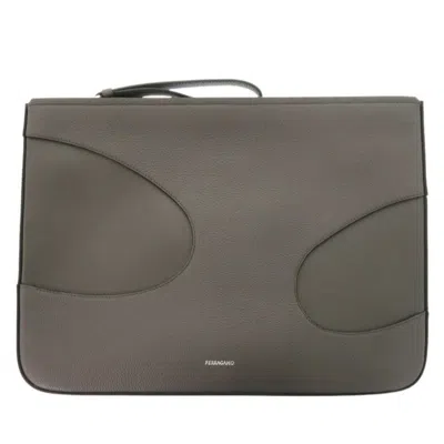 Pre-owned Ferragamo Salvatore  Gray Leather Clutch Bag ()