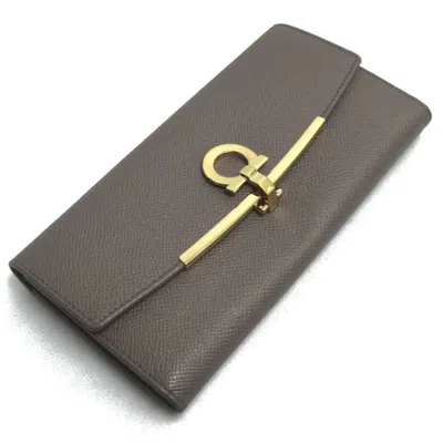 Pre-owned Ferragamo Salvatore  Gray Leather Coin Purse/coin Case ()