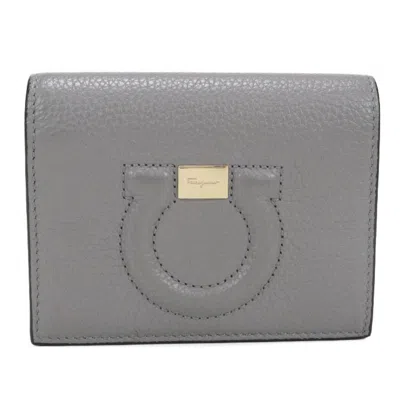 Pre-owned Ferragamo Salvatore  Gray Leather Wallet (bi-fold) ()