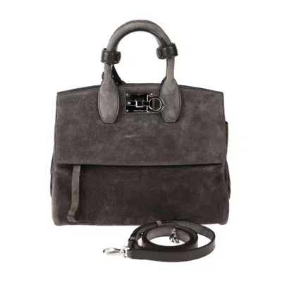 Pre-owned Ferragamo Salvatore  Gray Suede Handbag Shoulder Bag ()