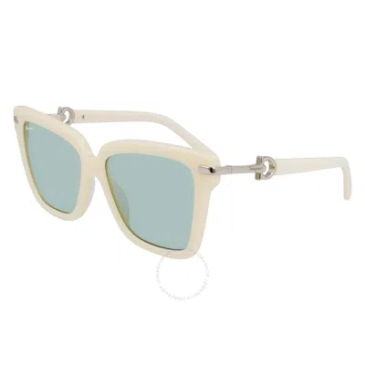 Ferragamo Salvatore  Green Butterfly Ladies Sunglasses Sf1085s 103 57 In Metallic