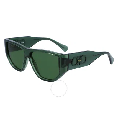 Ferragamo Salvatore  Green Geometric Unisex Sunglasses Sf1077s 317 56